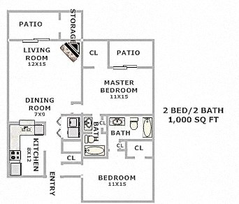 a floor plan of a house with bedrooms and baths